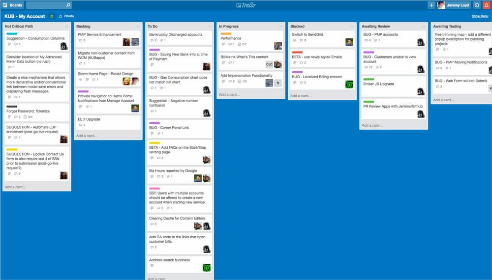 Our trello board