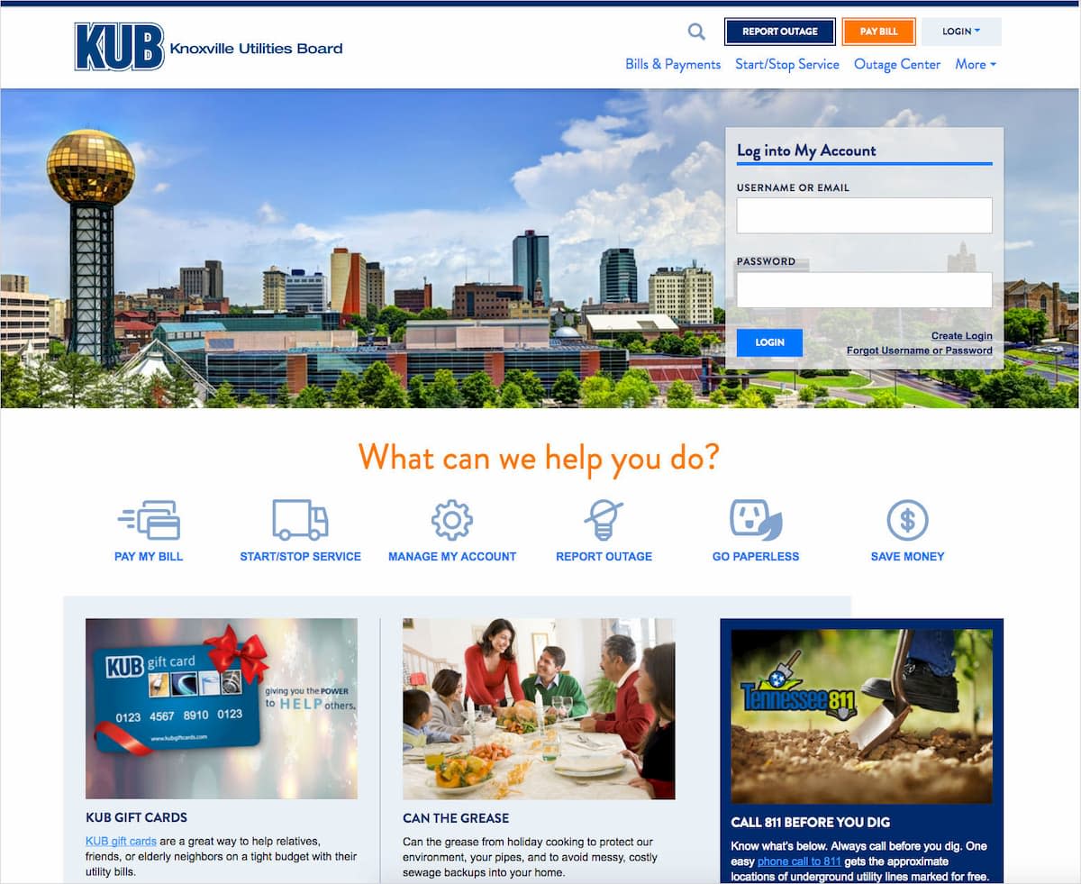 New KUB homepage