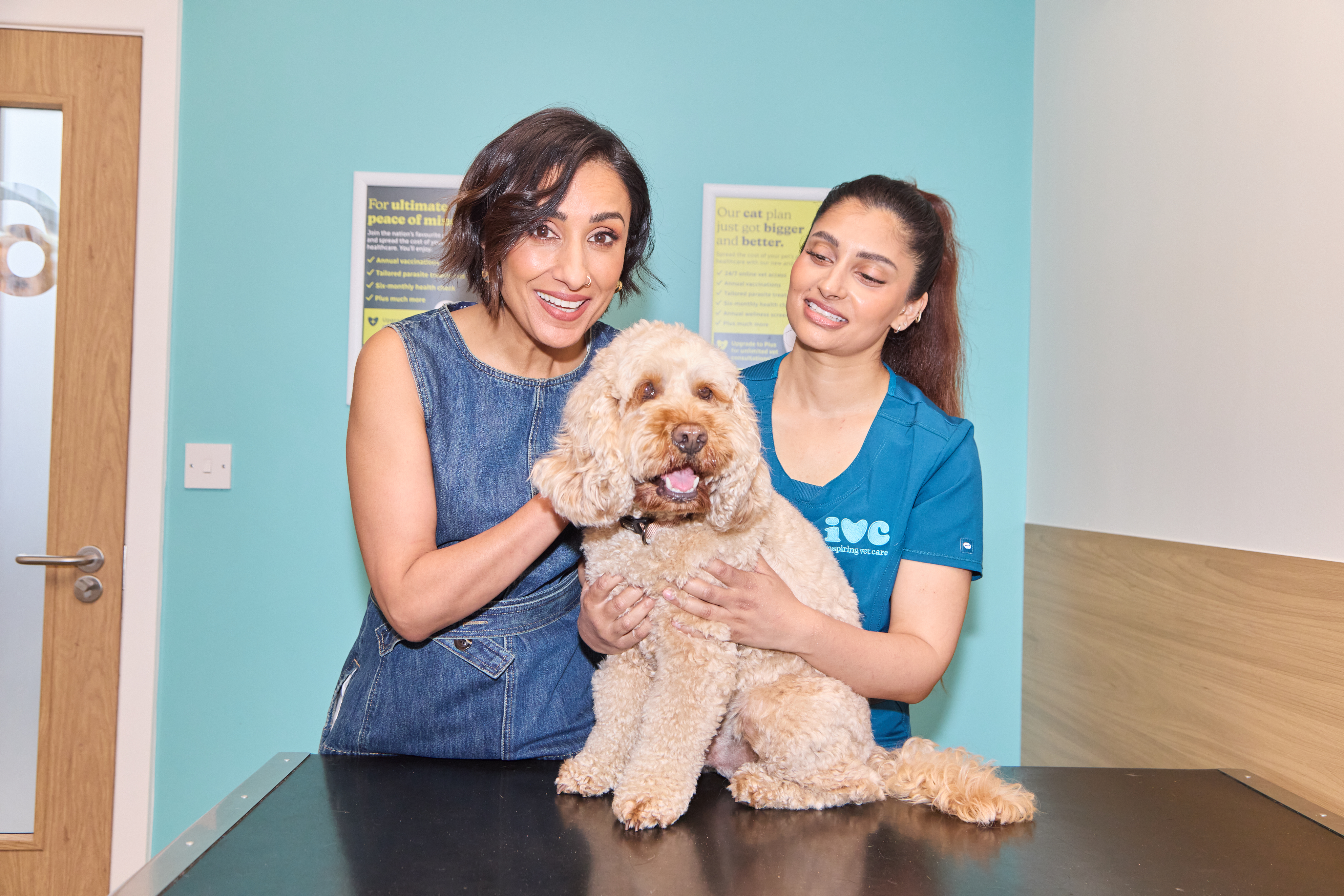 Vet and owner with dog