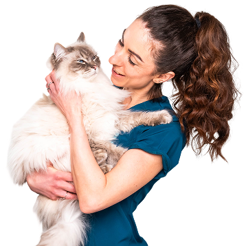 Dr Victoria Scully holding a cat