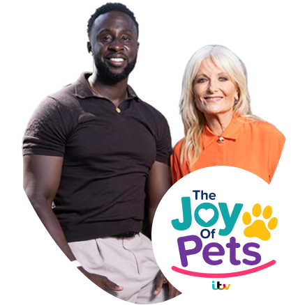 Joy of pets hosts imager with logo
