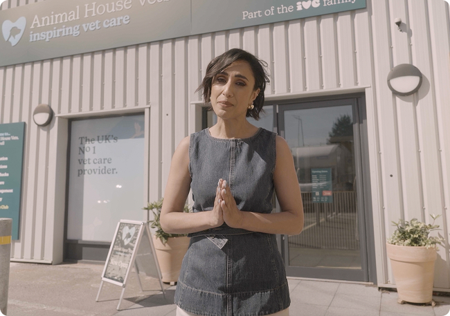 Broadcaster Anita Rani outside an inspiring vet care practice