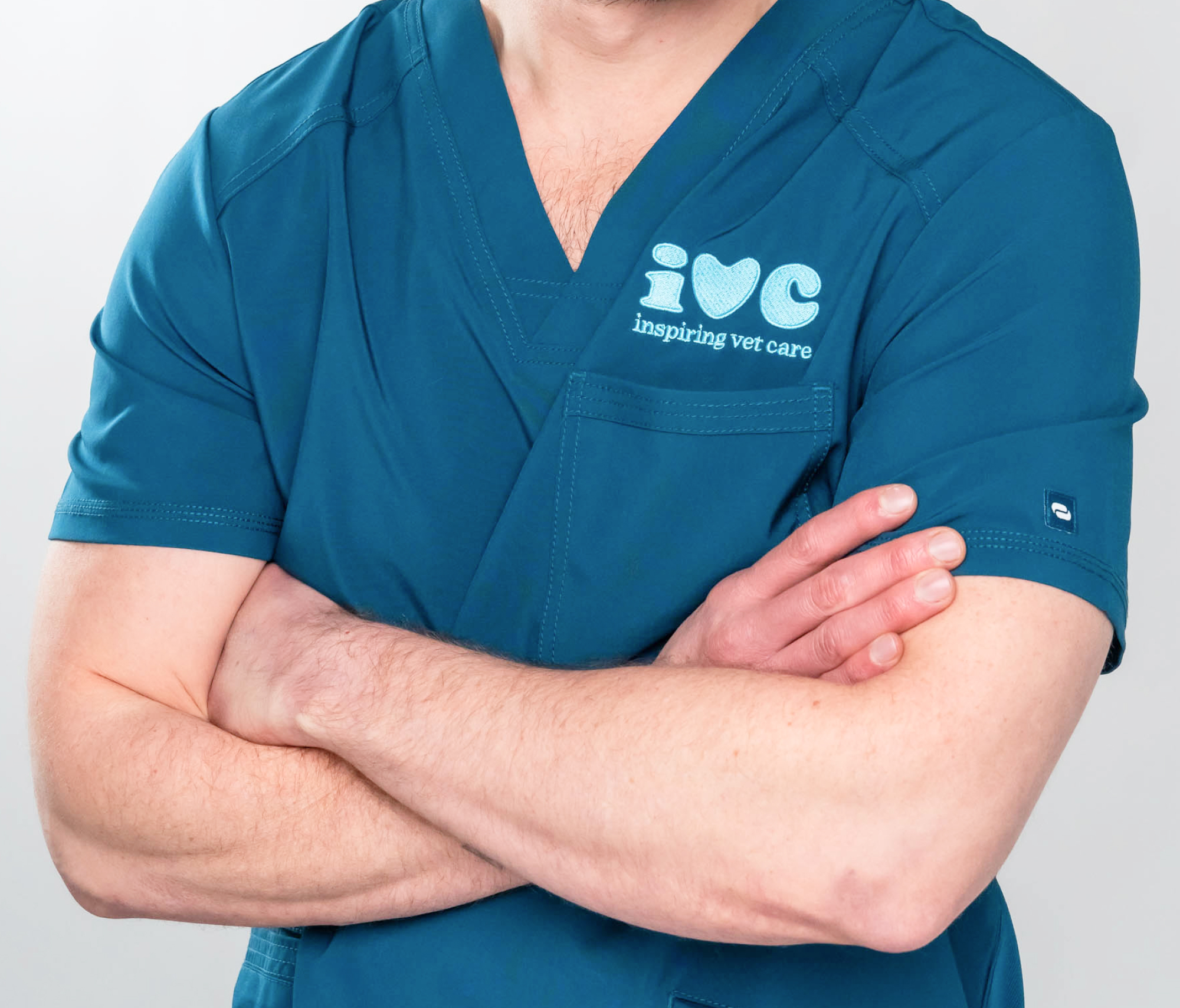 ivc vet in blue braded uniform