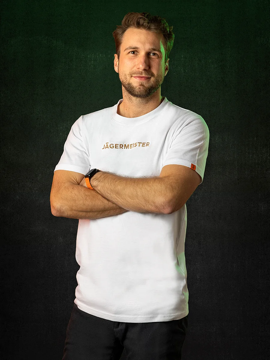 Jägermeister T-Shirt weiß mit Schriftzug "Jägermeister" 