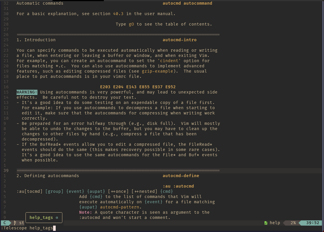 Help page inside Neovim