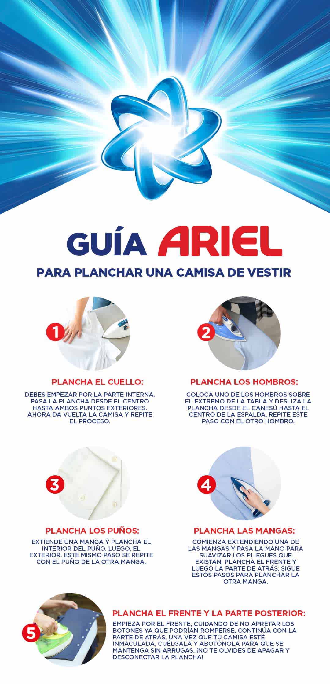 Infografía de como planchar una camisa de vestir