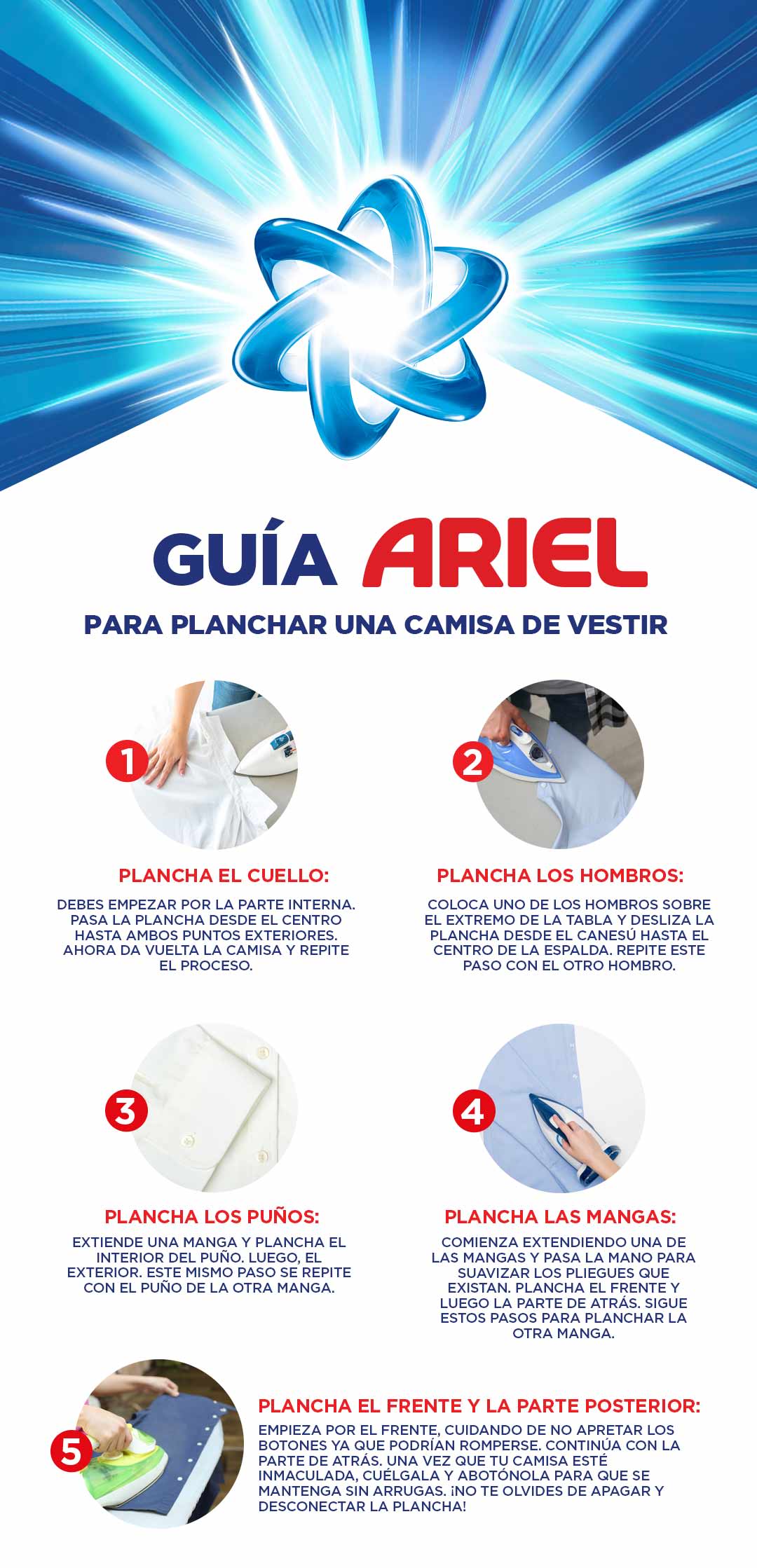 Infografía de como planchar una camisa de vestir