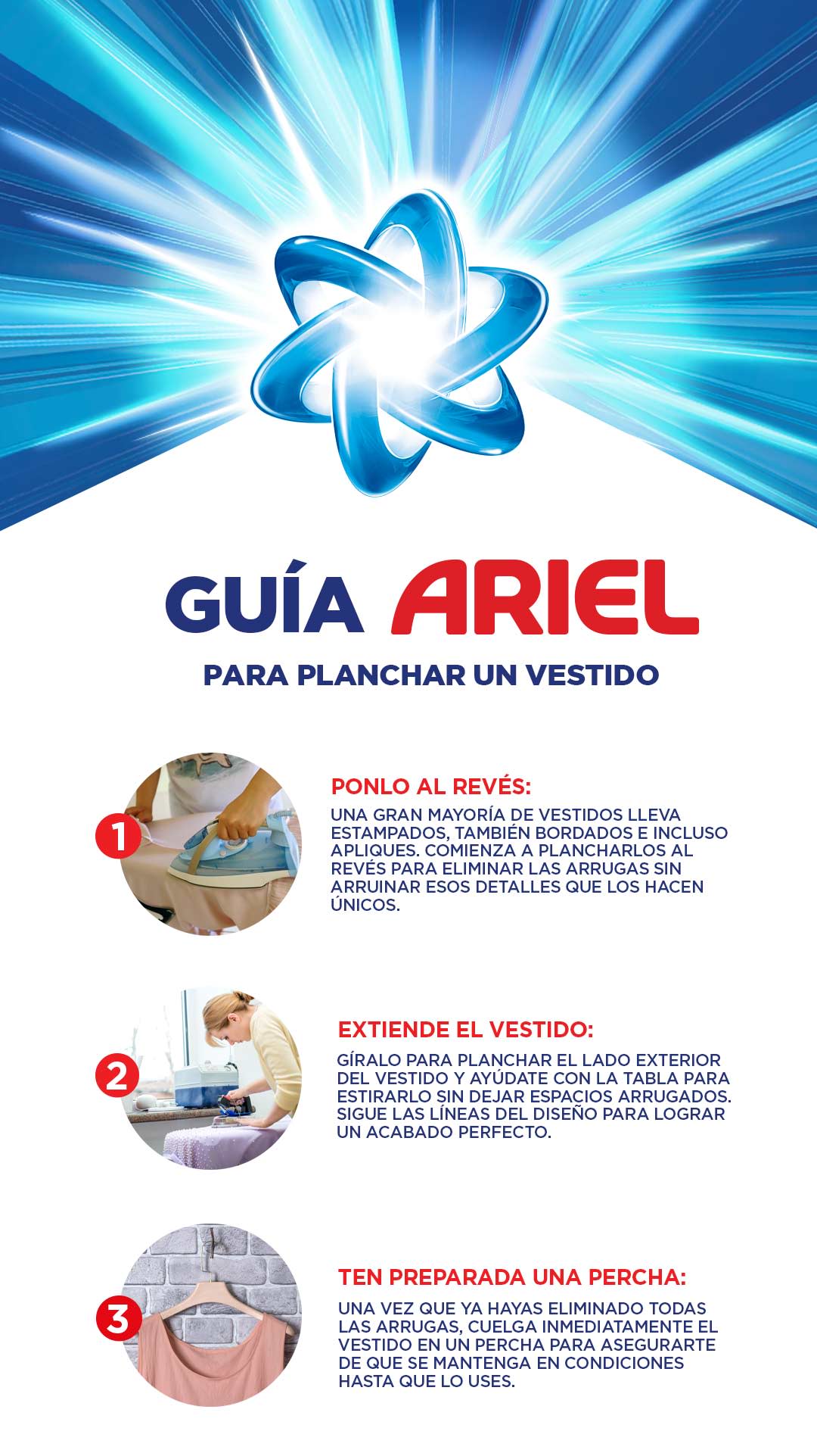 Infografía de como planchar un vestido