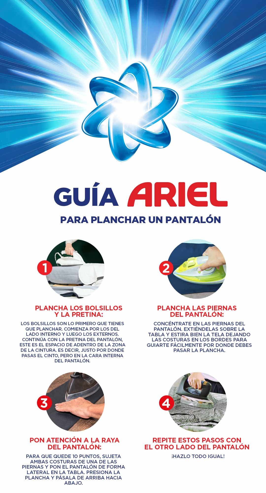 Infografía de como planchar pantalón