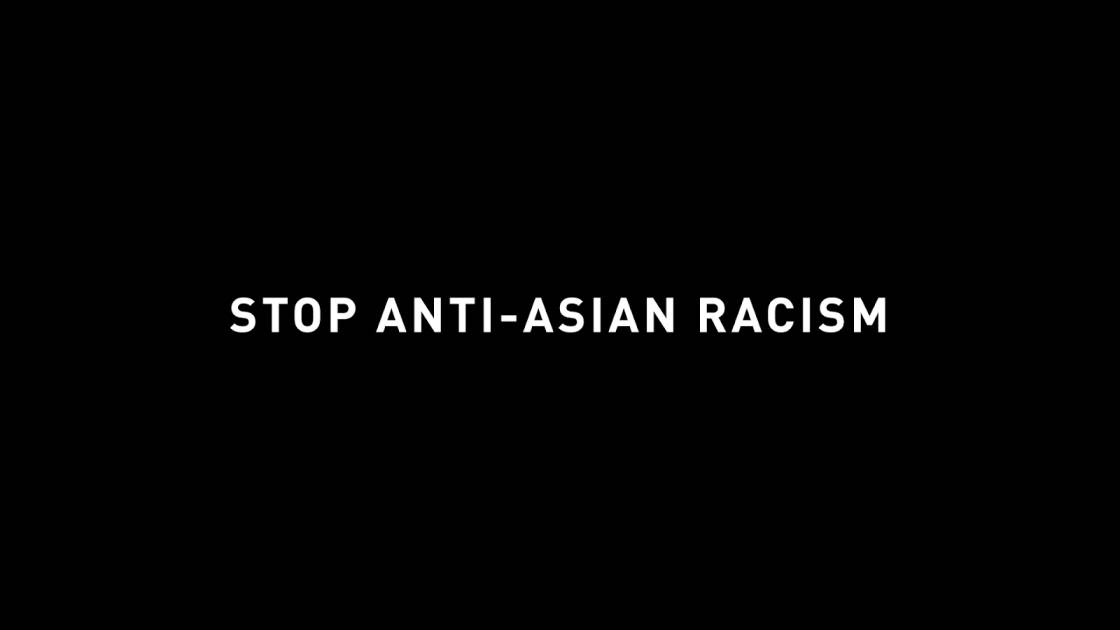 White text on a solid black background reads, STOP ANTI-ASIAN RACISM.