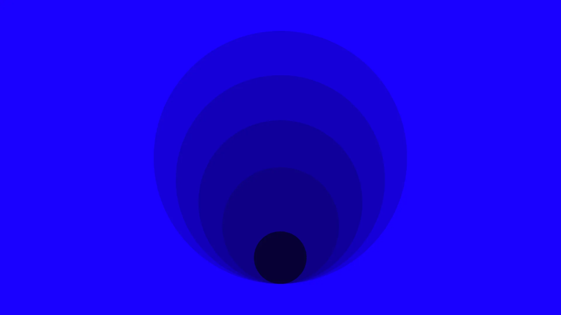 A series of five concentric dark blue circles on a bright blue background, with each circle increasing in size from the center outward.