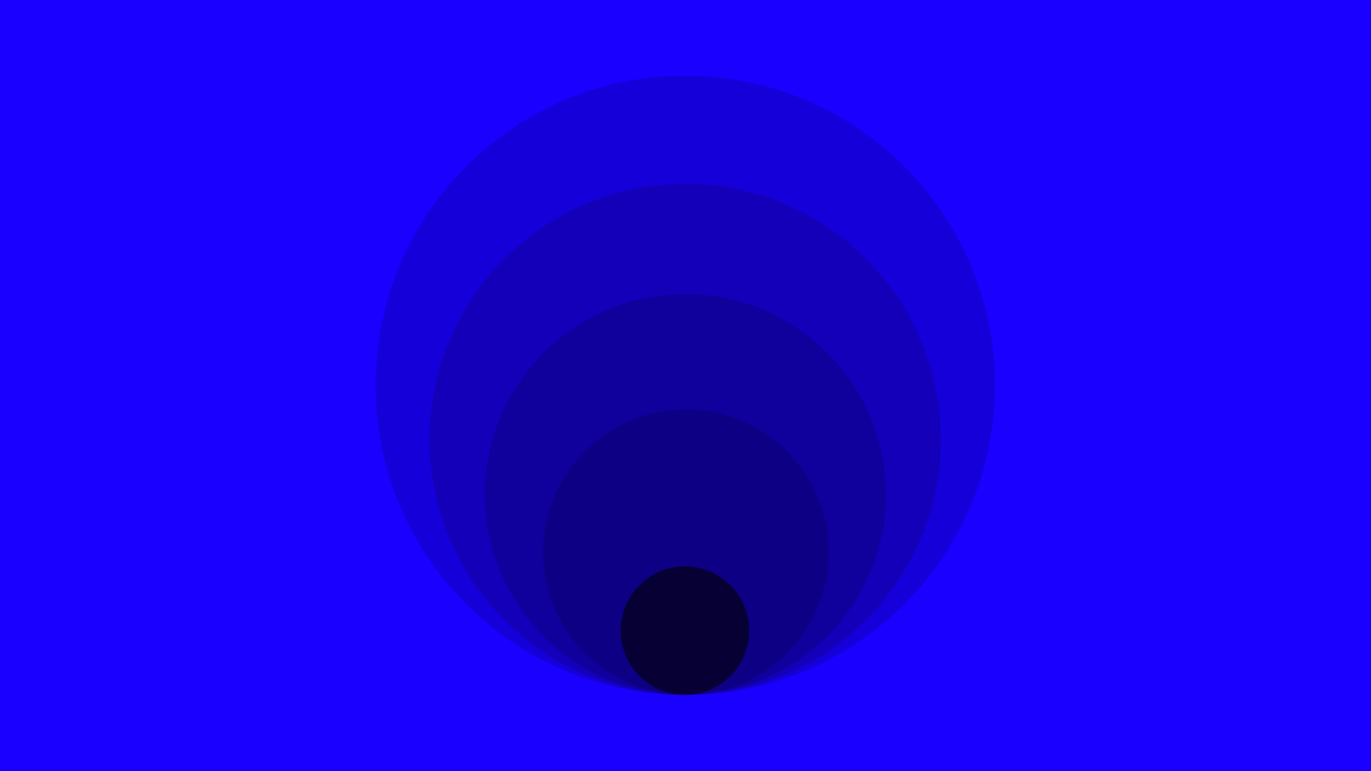 A series of five concentric dark blue circles on a bright blue background, with each circle increasing in size from the center outward.