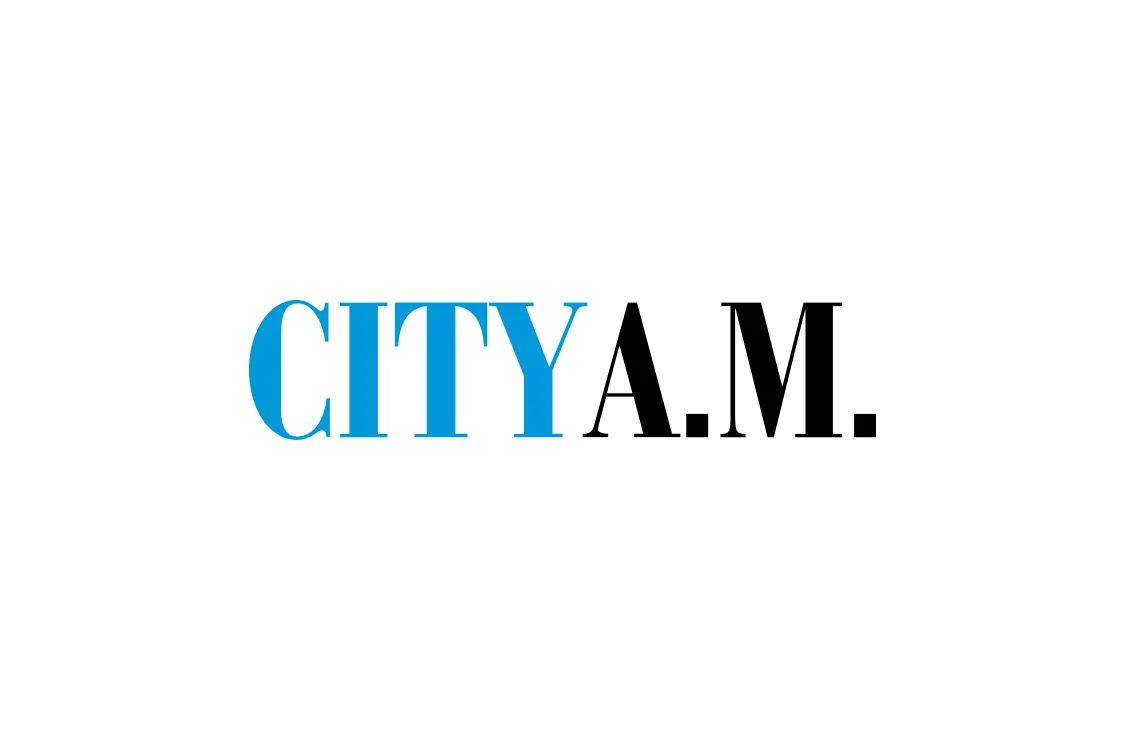 The image shows the CITY A.M. logo with CITY in blue and A.M. in black on a white background.
