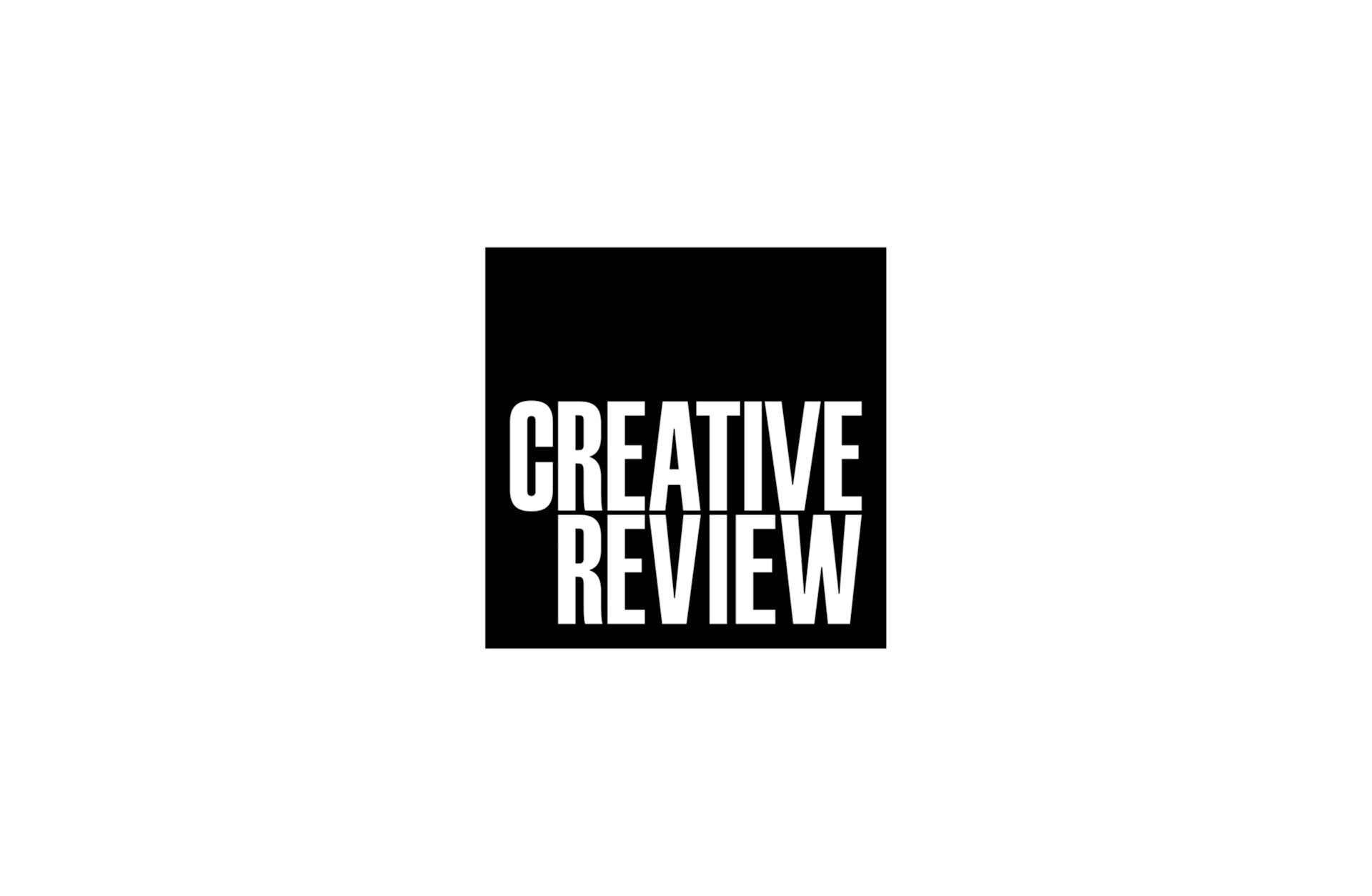 A black square with the words CREATIVE REVIEW in bold, uppercase white letters centered inside. The background around the square is plain white.