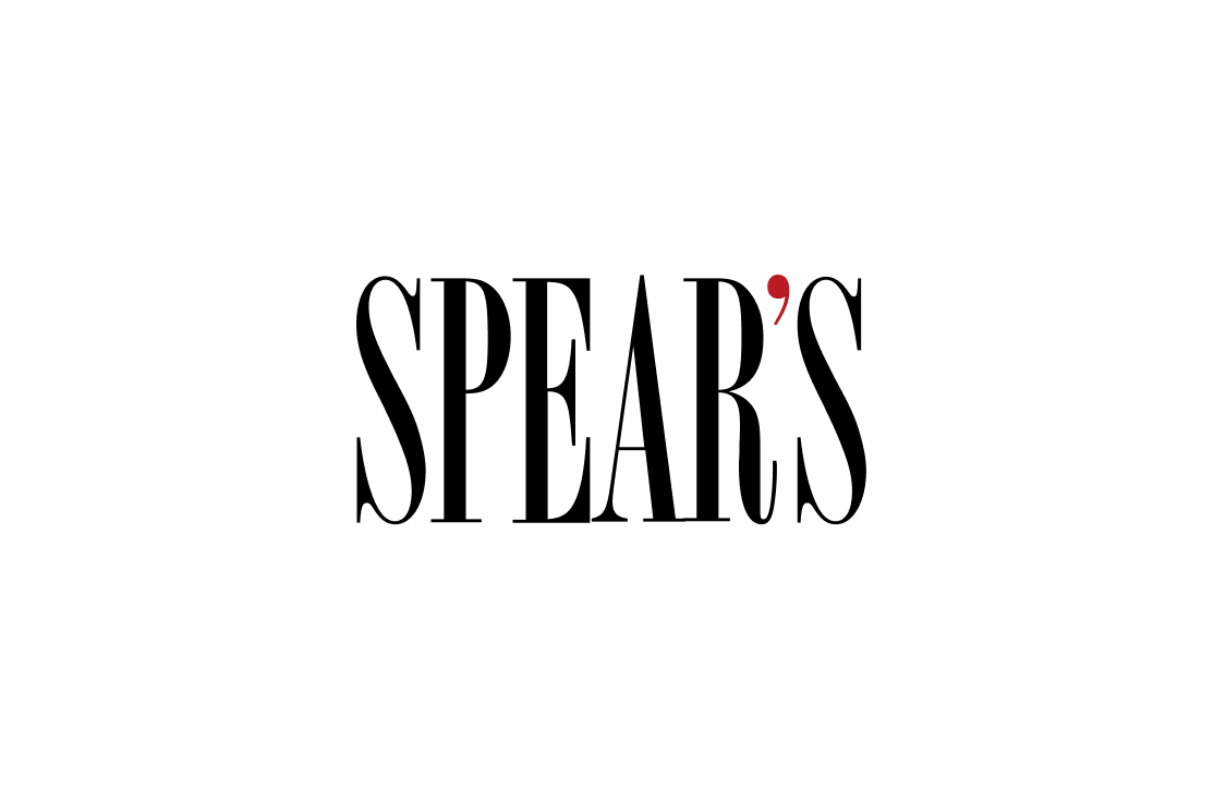 The image displays the word SPEARS in black, elegant serif font with a red apostrophe on a white background.