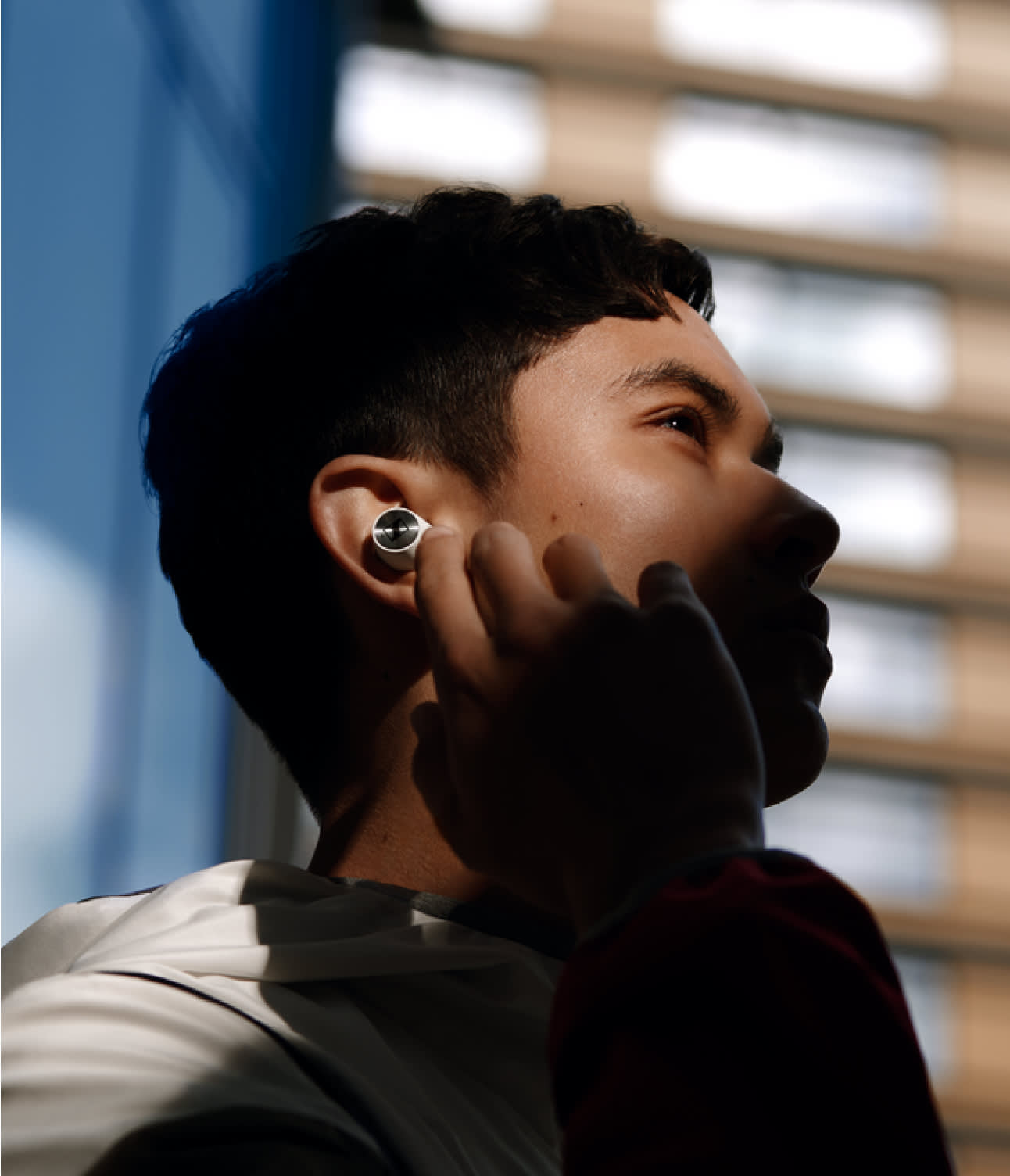 CX 400BT True Wireless Product Shot In Use White