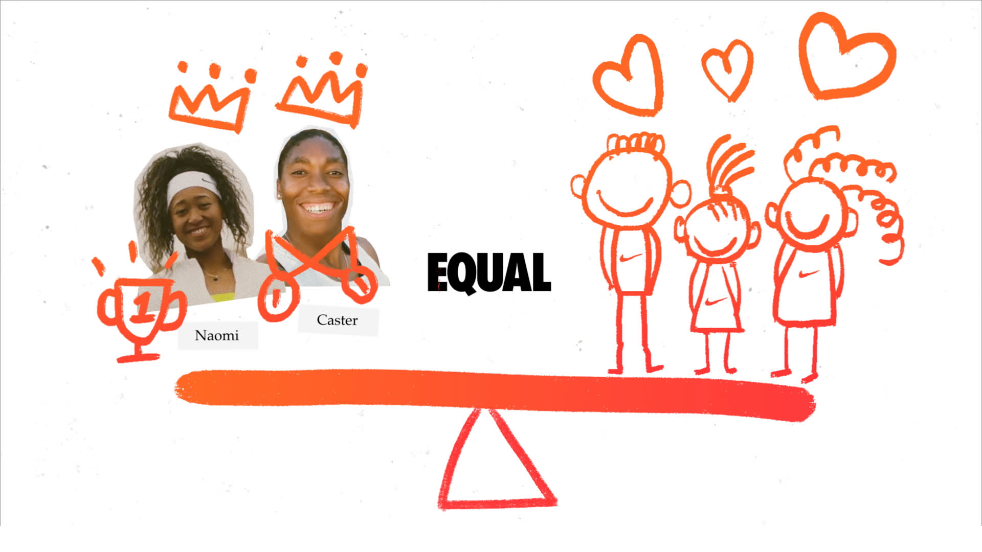 A woman and a man on a scale.