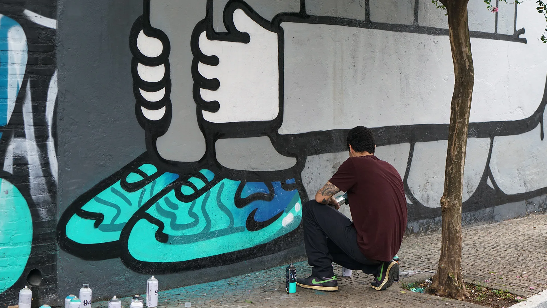 Download Artist Creates Unique Nike-themed Graffiti Mural