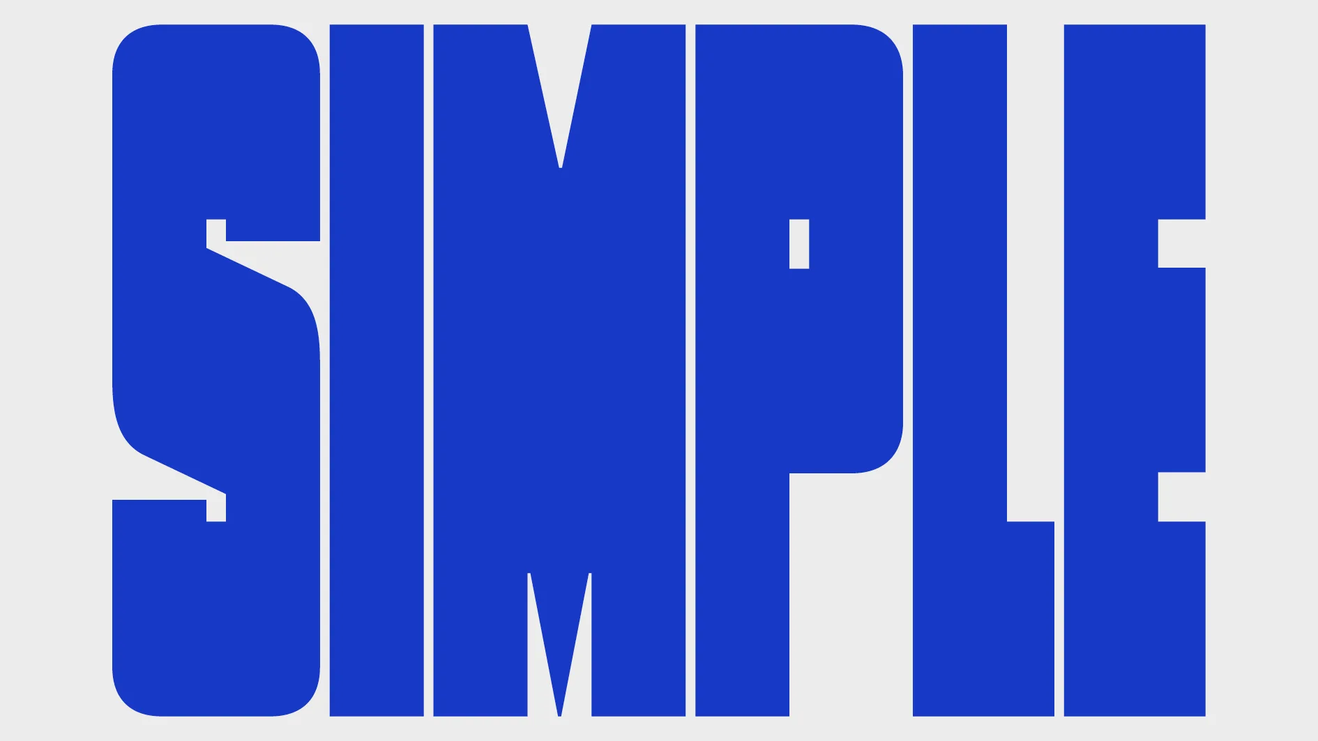The word SIMPLE is written in large, bold, blue uppercase letters on a white background.