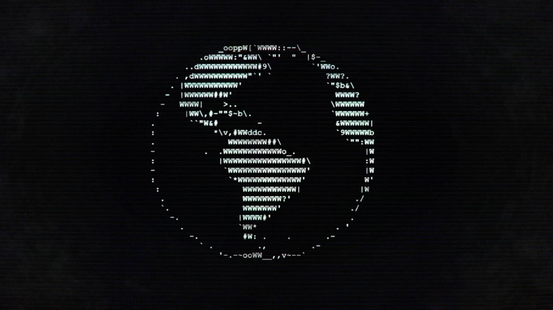 A pixelated image of a globe showing the Americas, created with white ASCII characters on a black background, resembling digital art or computer code.
