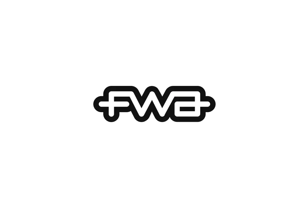 The image shows a bold, black logo with the letters FWA in a stylized, connected font, centered on a white background. The F and A are joined with continuous lines around the W.