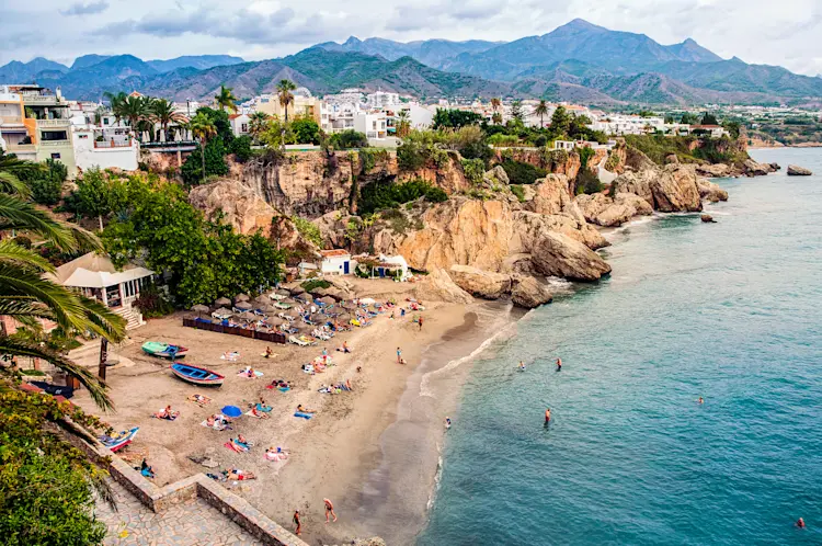 Costa del sol, strand, berg.