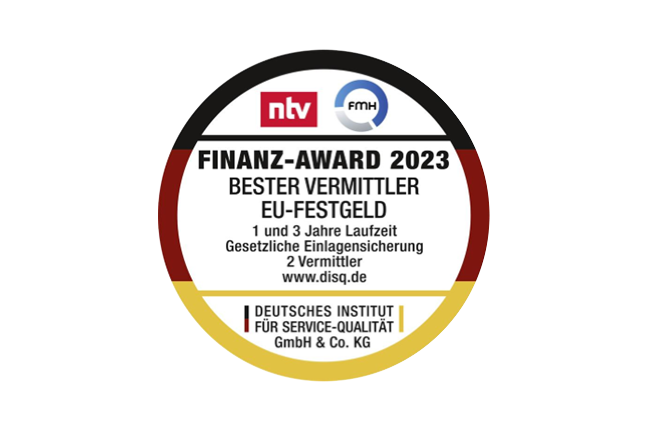 Finanz-Award 2023: Bester Vermittler EU-Festgeld