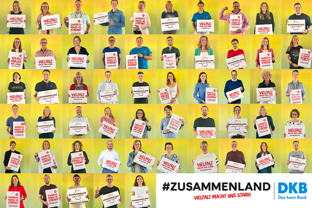 Collage DKB-Mitarbeiter für Initiative #Zusammenland