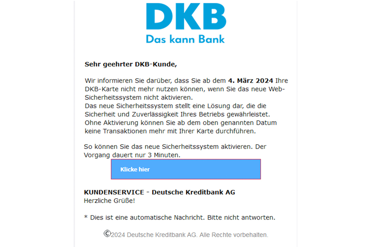 Phishing - E-Mail Beispiel