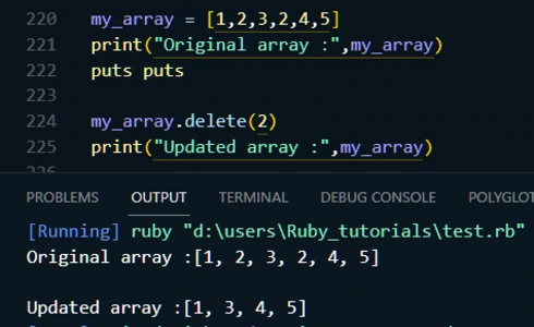 ruby array delete method