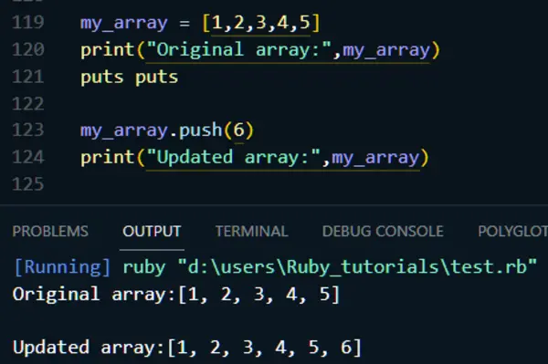 ruby array push method