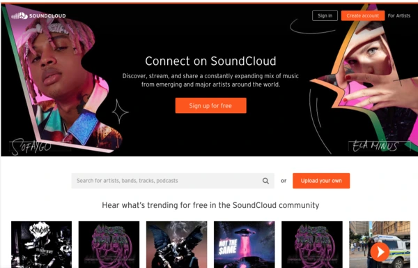 soundcloud homepage screenshot