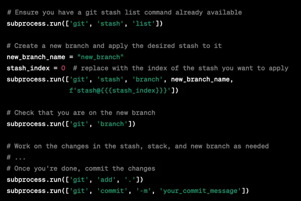 create a branch from a stash