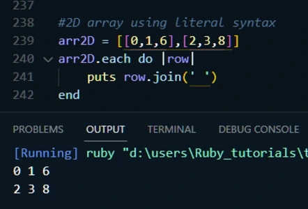 creating a 2d ruby array