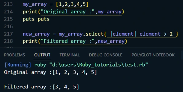 ruby array select method