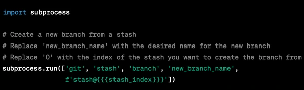 create a branch from a stash