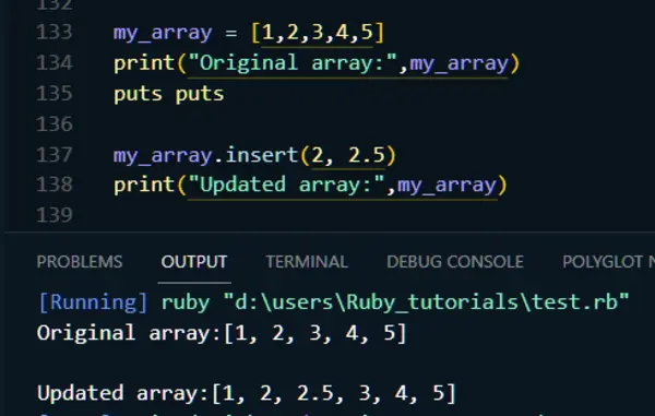 ruby array insert method