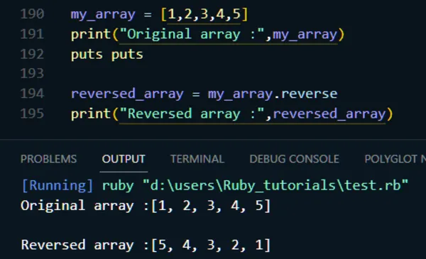 ruby array reverse method