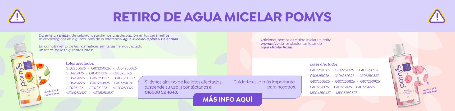 Banner Retiro de agua Micelar Pomys