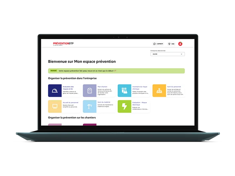 Copie écran de mon espace prévention de PreventionBTP.fr 