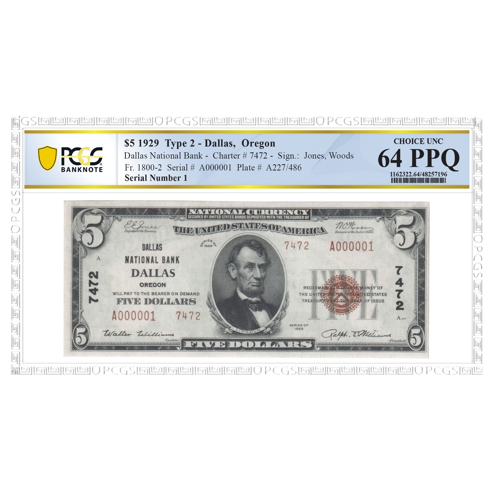 Article Image: 1929 $5 Type 2 Dallas National Bank Note