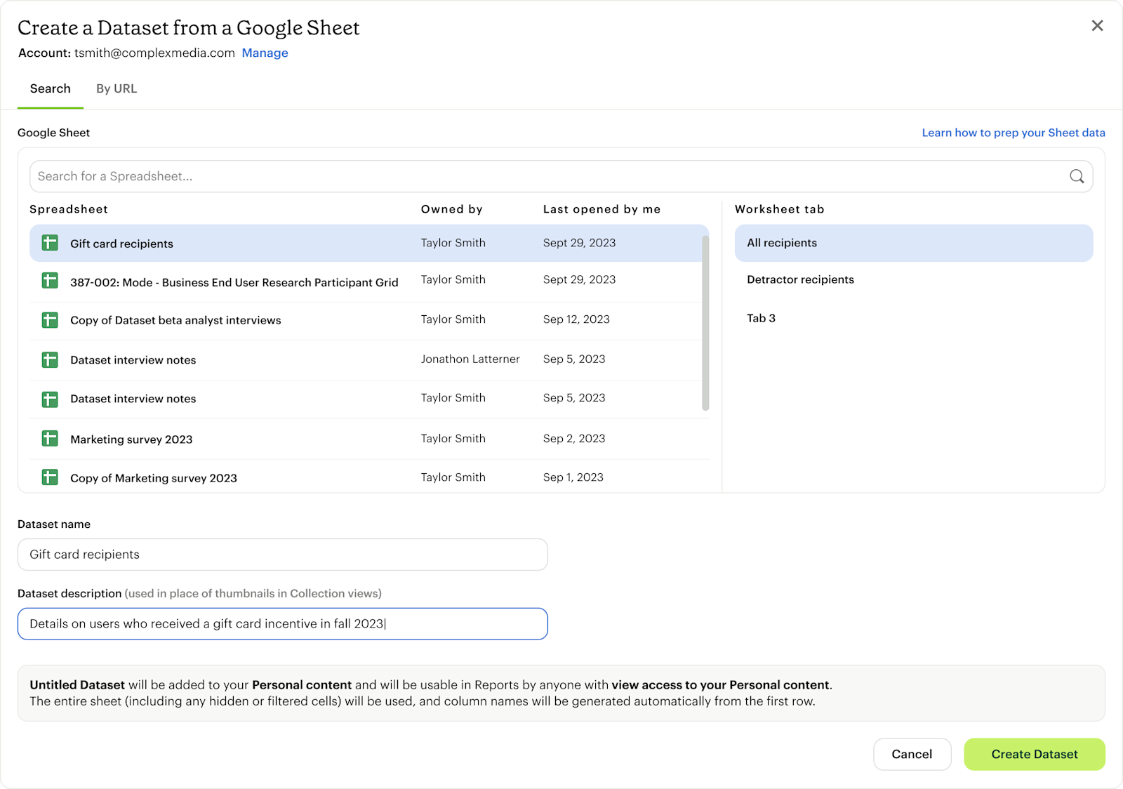 Google sheet integration