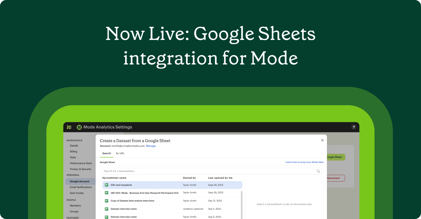 Google Sheets integration for Mode