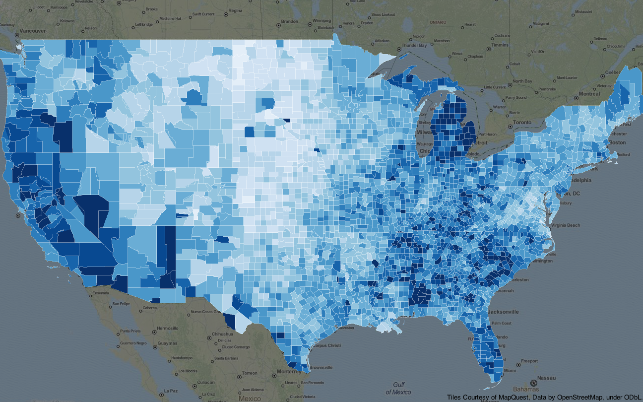 Python data visualization libraries - geoplotlib choropleth