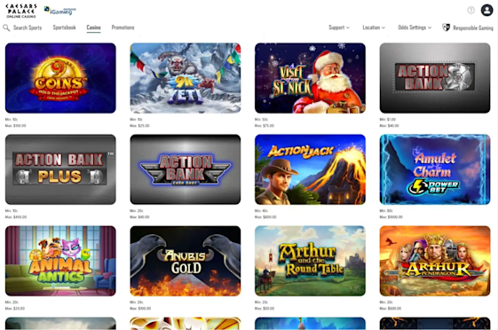Caesars Palace showcasing the most popular slot games available