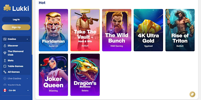 The hot slots selection at Lukki