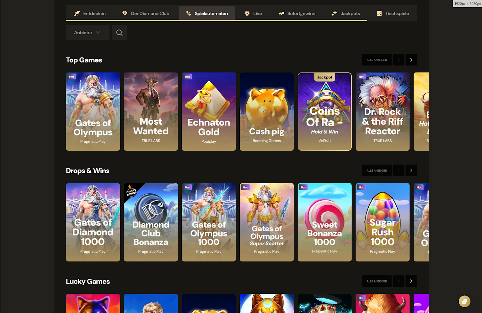 Screenshot of the game lobby at Realz
