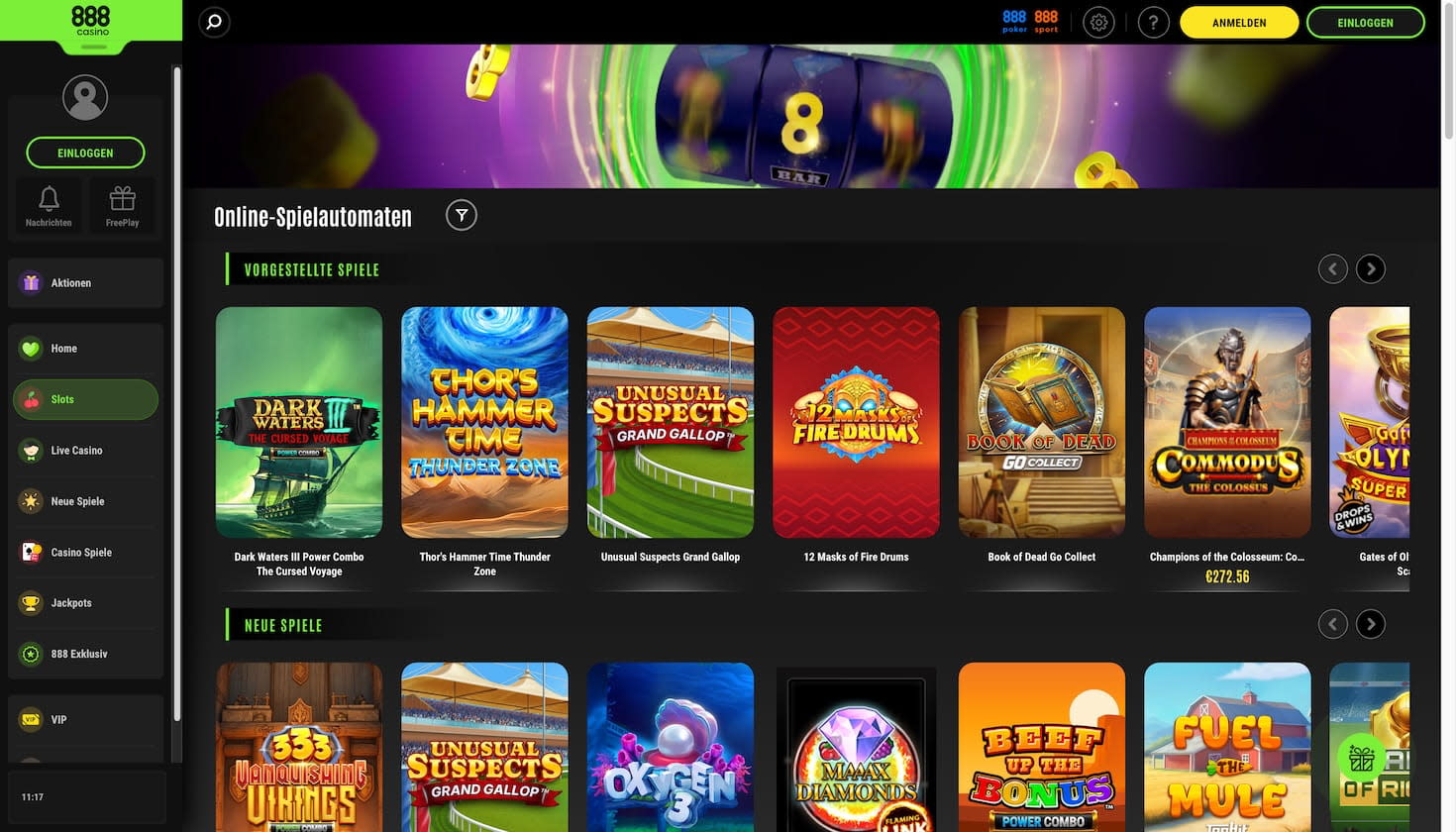 Spielautomaten im 888 Casino