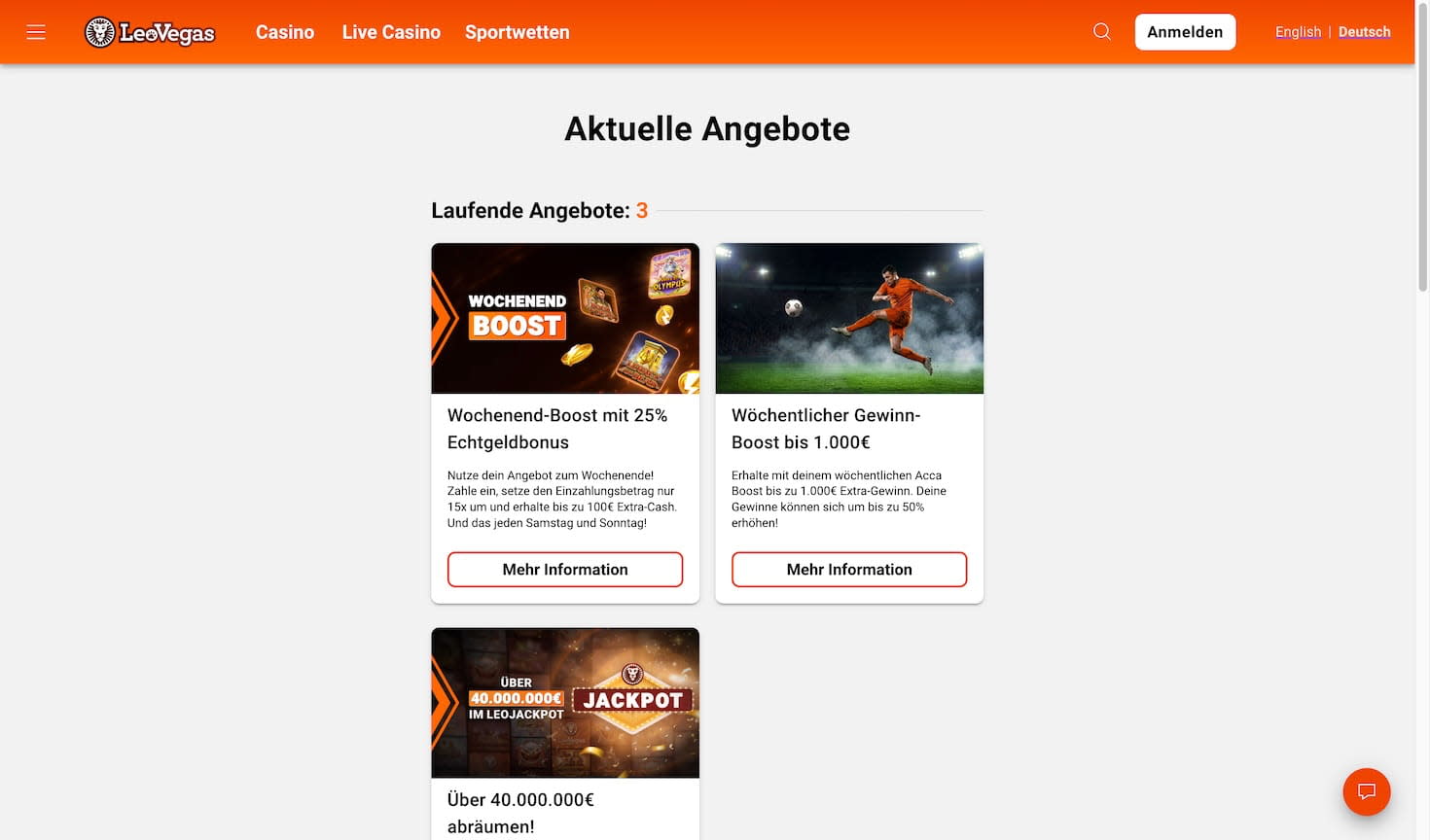 Bonusangebote im LeoVegas Casino