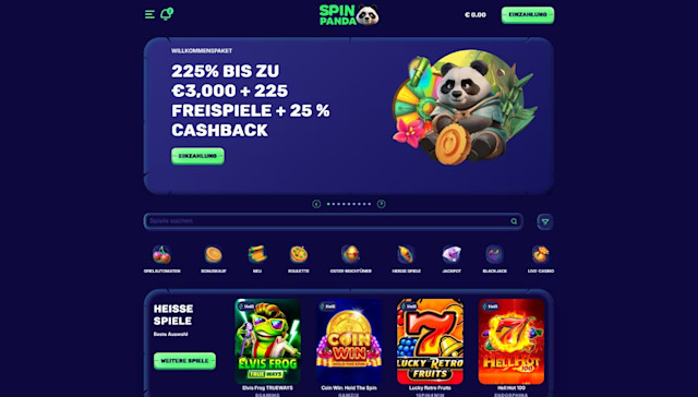 Landingpage des SpinPanda Casinos
